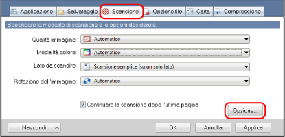 Finestra ScanSnap Setup
