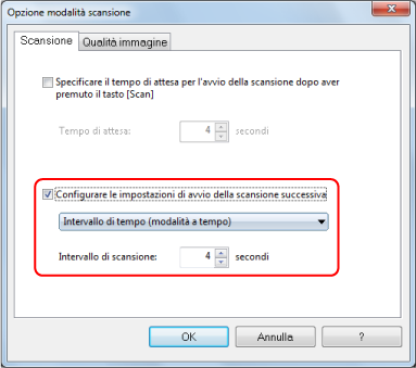Opzione modalità scansione