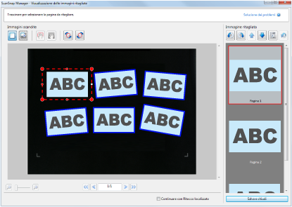 ScanSnap Manager - Visualizzazione delle immagini ritagliate