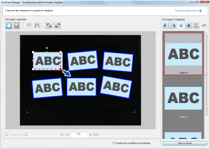 ScanSnap Manager - Visualizzazione delle immagini ritagliate