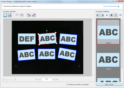 ScanSnap Manager - Visualizzazione delle immagini ritagliate