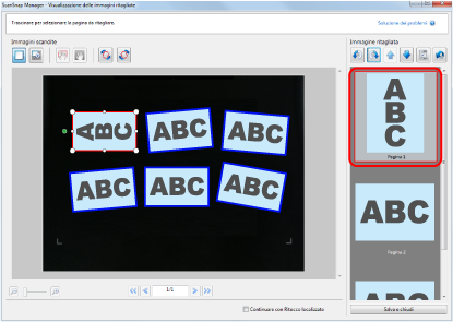ScanSnap Manager - Visualizzazione delle immagini ritagliate