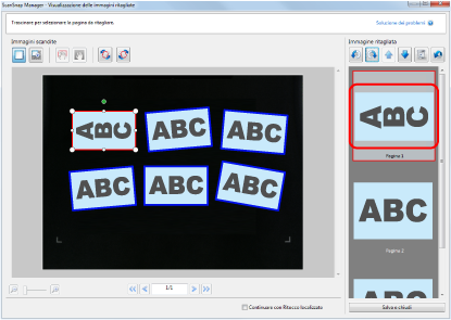 ScanSnap Manager - Visualizzazione delle immagini ritagliate