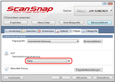 ScanSnap Setup Fenster