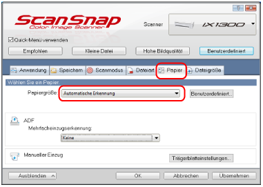 ScanSnap Setup Fenster
