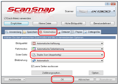 ScanSnap Setup Fenster
