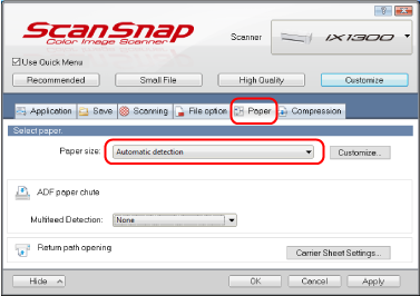 ScanSnap Setup Window