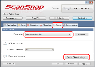 ScanSnap Setup Window
