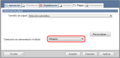 Ventana de configuración de ScanSnap