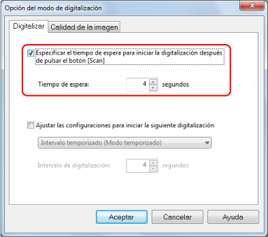 Opción del modo de digitalización