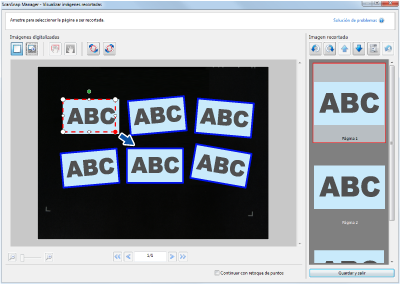 ScanSnap Manager - Visualizar imágenes recortadas