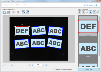 ScanSnap Manager - Visualizar imágenes recortadas