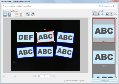 ScanSnap Manager - Visualizar imágenes recortadas