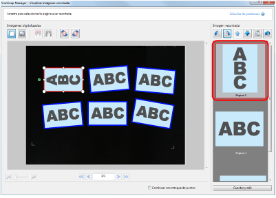 ScanSnap Manager - Visualizar imágenes recortadas