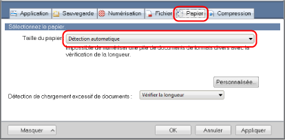 Fenêtre Configuration du ScanSnap