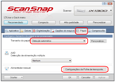 Janela ScanSnap Setup