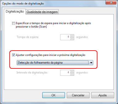 Opções do modo de digitalização