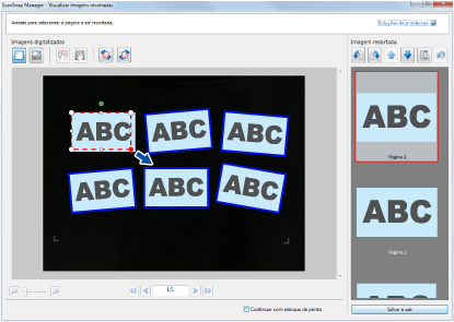 ScanSnap Manager - Visualizar imagens recortadas