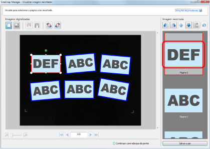 ScanSnap Manager - Visualizar imagens recortadas