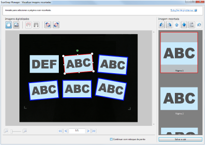 ScanSnap Manager - Visualizar imagens recortadas