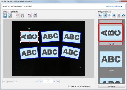 ScanSnap Manager - Visualizar imagens recortadas