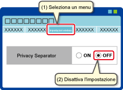 Esempio di modifica delle impostazioni dal browser Web