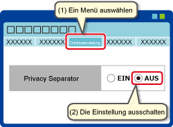 Beispiel für das Ändern der Einstellungen über den Webbrowser