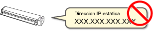 No se admite la configuración de una dirección IP estática