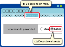 Ejemplo de cambio de configuración desde el explorador web