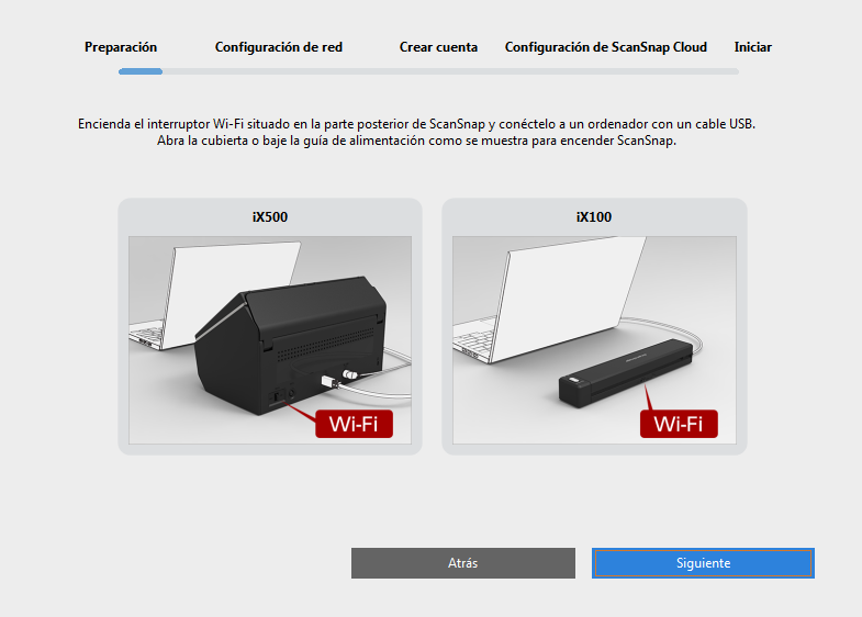 Preparación del ScanSnap para la configuración