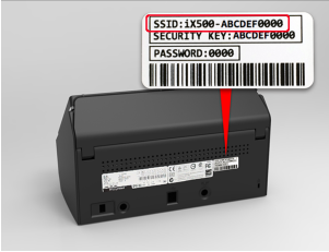 Étiquette à l'arrière du scanneur iX500