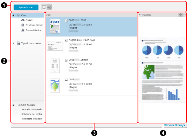Finestra principale (tramite collegamento a un servizio cloud)