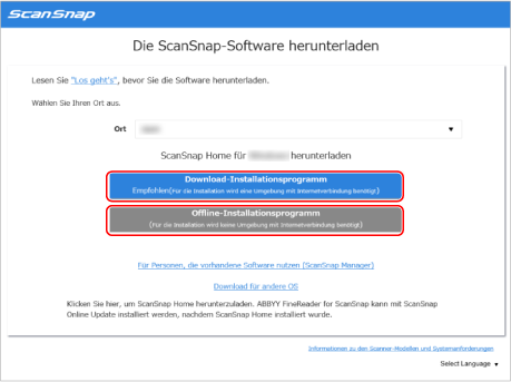 Die ScanSnap-Software herunterladen