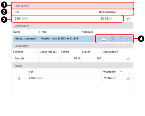 Detaillierte Datenlisten