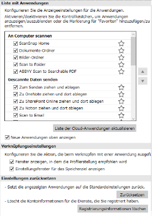 Quick-Menü – Einstellungen