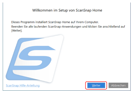 Willkommen beim Setup von ScanSnap Home