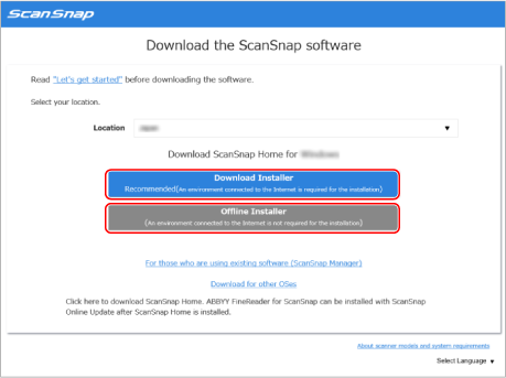 Downloading the ScanSnap Software