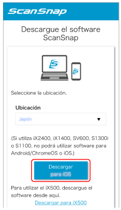 Descarga del software de ScanSnap