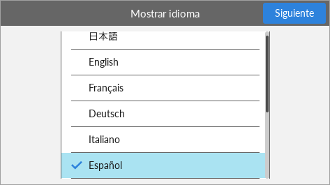 Idioma de la pantalla