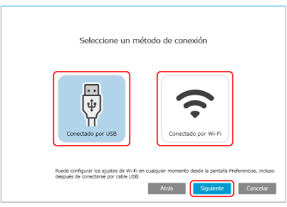 Seleccionar un método de conexión