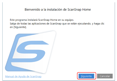 Bienvenido a la instalación de ScanSnap Home