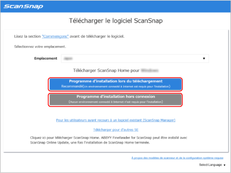 Téléchargement du logiciel ScanSnap