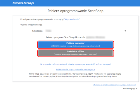 Pobieranie oprogramowania ScanSnap