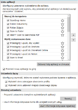 Szybkie menu - Ustawienia