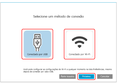 Selecionando um método de conexão