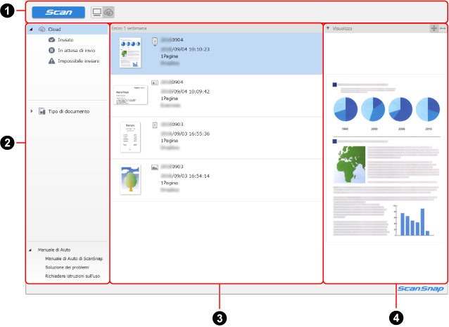 Finestra principale (tramite collegamento a un servizio cloud)