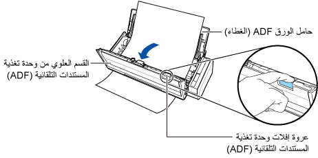 فتح القسم العلوي من وحدة تغذية المستندات التلقائية (ADF)