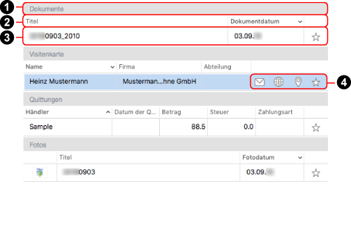 Detaillierte Datenlisten