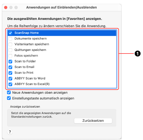 Anwendungen auf Einblenden/Ausblenden