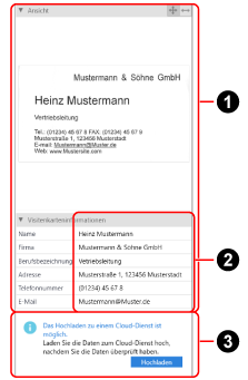 Ansicht des Inhaltsdatensatzes